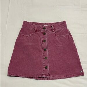 Roxy Mauve Button-Front Corduroy Skirt